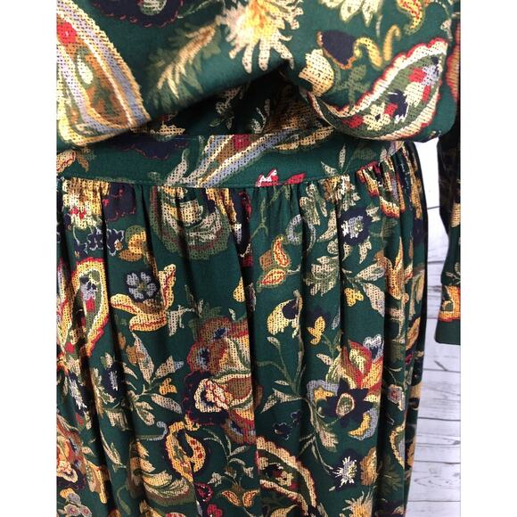 Vintage 70's Alfred Dunner Green Paisley long skirt & matching top size 12 p - Picture 10 of 12